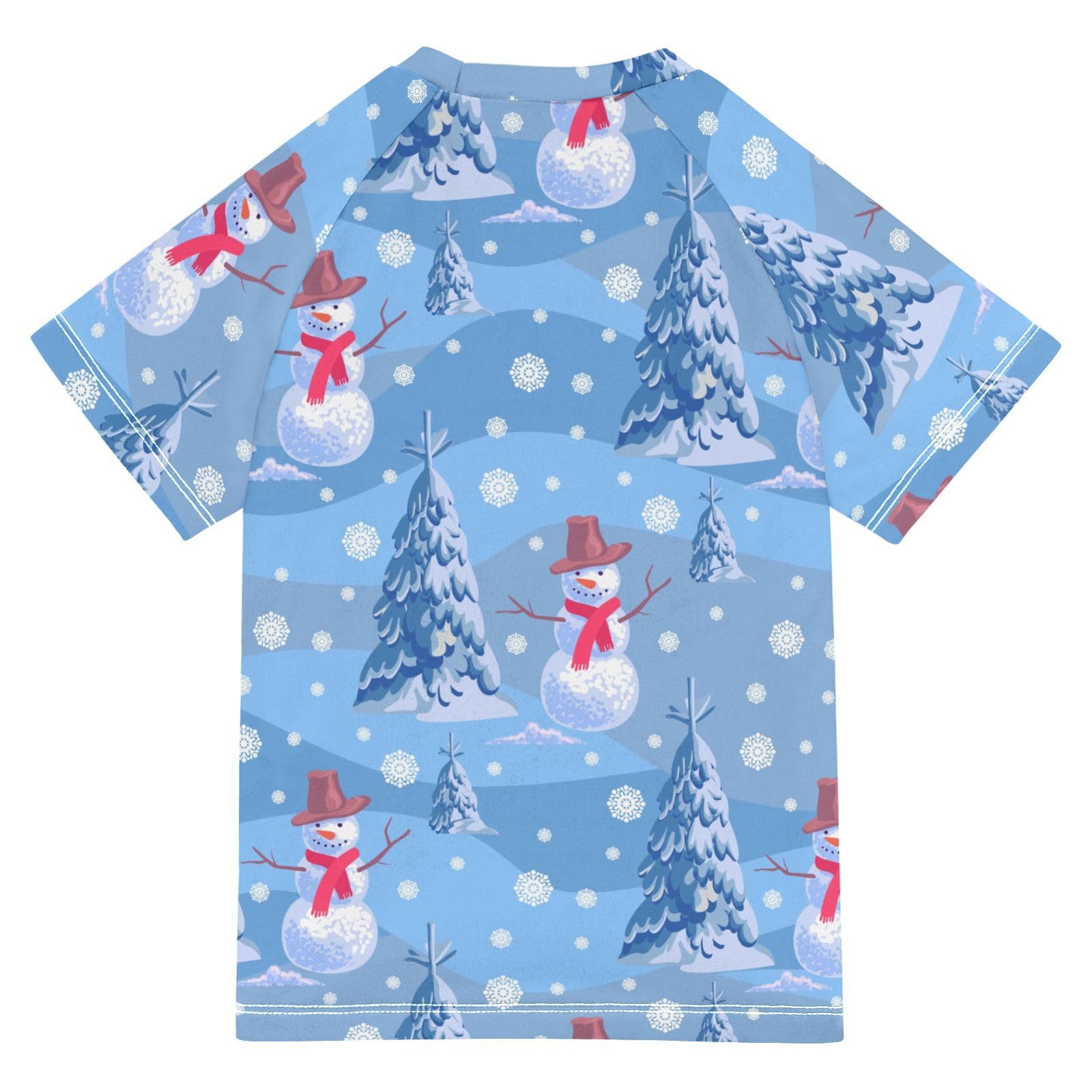Aflyko Christmas Boys' Swim Shirt Snowman Xmas Tree Falling Snowflake Rash Guard Beachwear Sun Protection Fishing Hiking Camping Surfing Swimming Toddler Infant Summer Daily T-Shirt, 4T Multicoloured