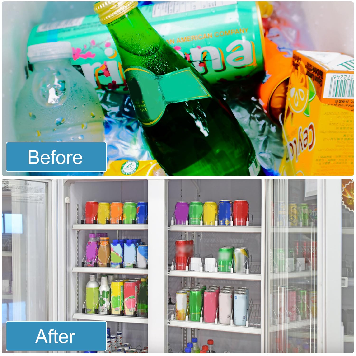 Organizador De Bebidas Para Frigorífico, Dispensador De Latas De Refresco De 18,9 X 15,0 X 3,1 Pulgadas Para Frigorífico, Dispensador De Bebidas Con Deslizador Automático (Blanco)