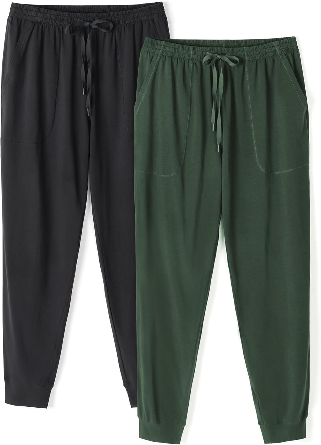 DAVID ARCHY Men's Pajama Pants Cotton Bottoms Soft Lightweight Loungewear with Drawstring and Pockets 2 Pack
