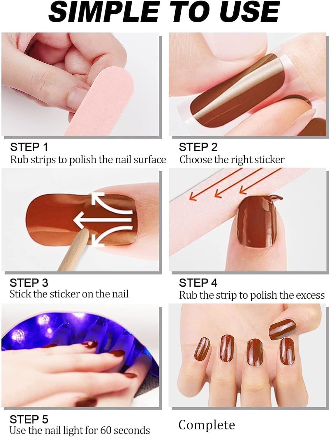 Cazuela 16PCS Solid Jelly Peach Gel Nail Stickers Wraps for Women Girls, Self Adhesive, Classic Style, Plastic Material, Nail Art Design, Indoor Use 4