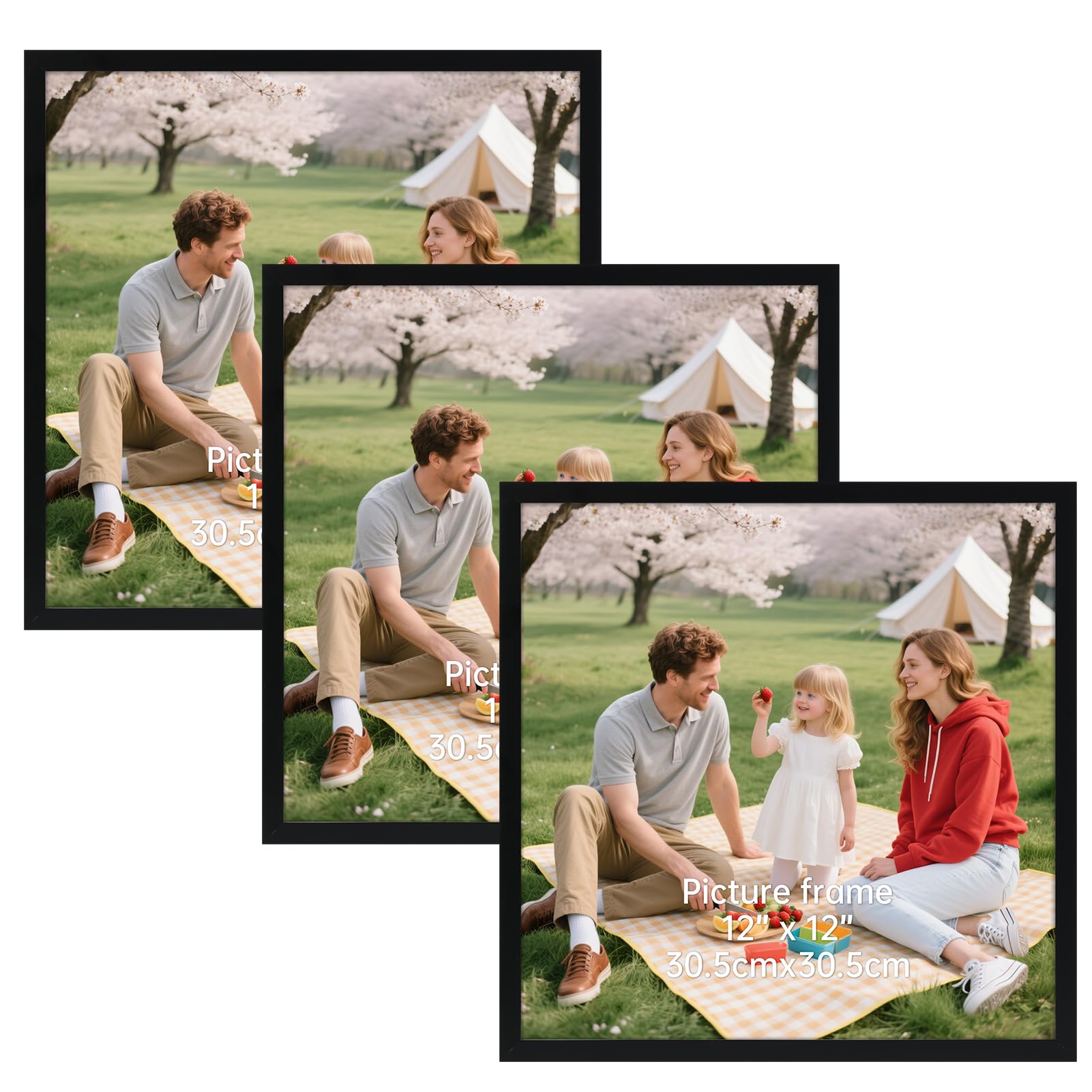 Vasemouh 30x30cm Photo Frame Pack of 3, Black Square 12x12 Picture Frame, Tabletop or Wall Hanging for Home, Gallery or Office Decor โ image 1