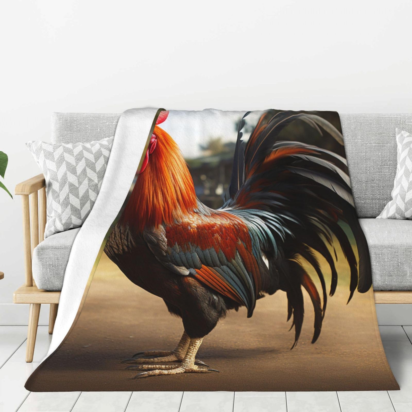 Proud Rooster Throw Blanket Plush Flannel Fleece Blanket, Soft Lightweight Cozy Blankets 40"X30" for Bed Couch Sofa Travel