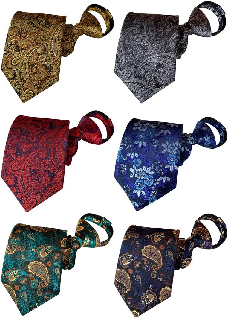 Adulove Men's Zipper Neckties Pretied Ties Set Zip Classic Neck Tie Wedding Business