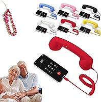 Vista 11 de Auricular retro para teléfono, receptor de teléfono celular de mano con micrófono y altavoz, sin demora, receptor de mango fijo estilo teléfono Negro