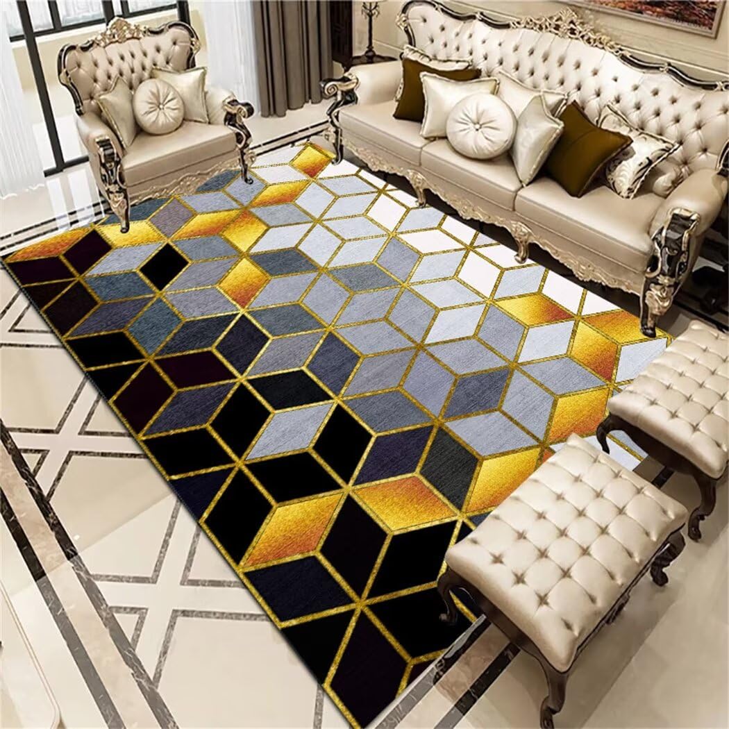 Tapis de Chambre 200X300cm Graphique et Rectangulaire pour Bureau
