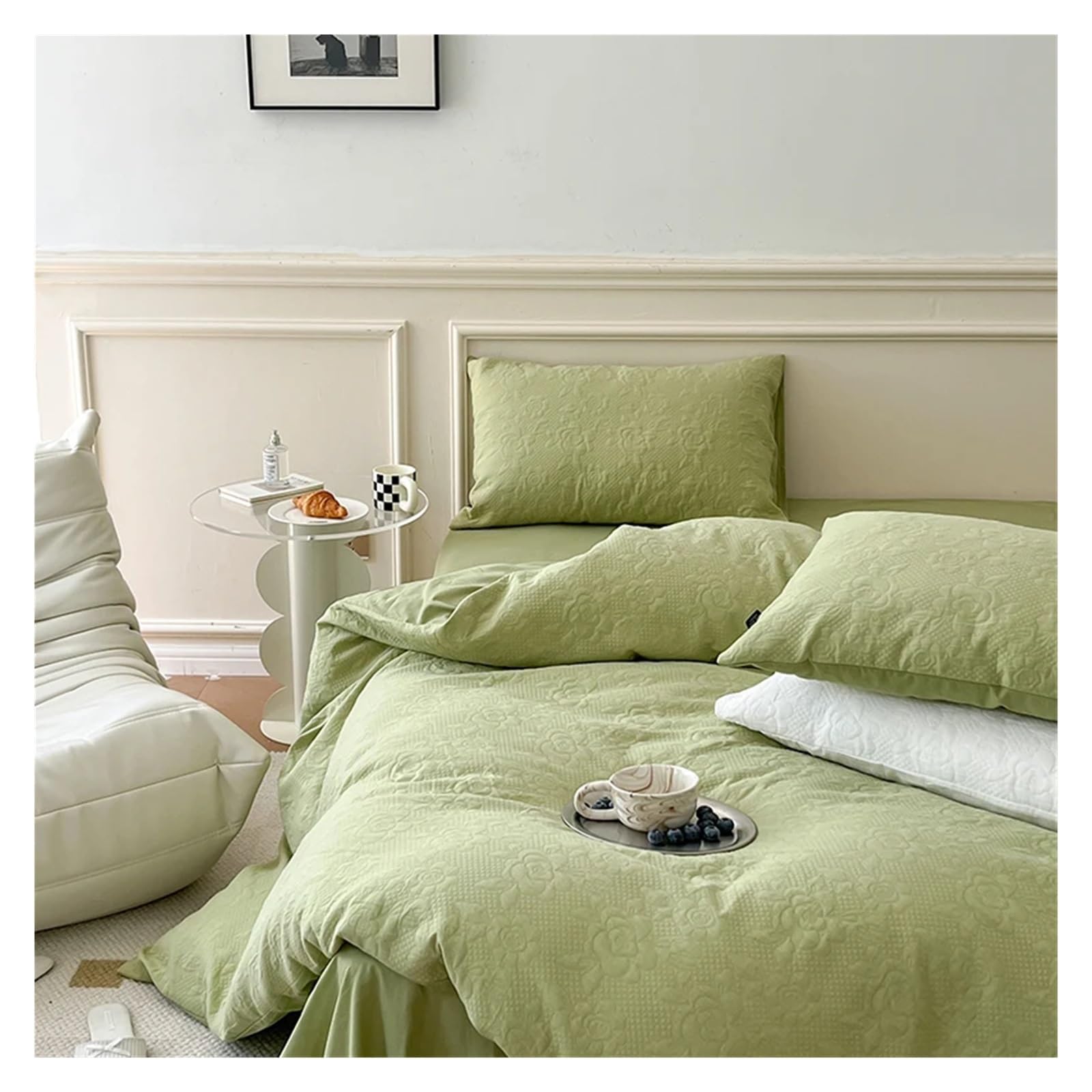 Sbcgfy D Cotton Bedding Set Embosse Jacquar Bedding Queen Uvet Cover Set With Sheets Single Ouble Bedding Sets,Bedding Set,-Queen Size 4 Pcs