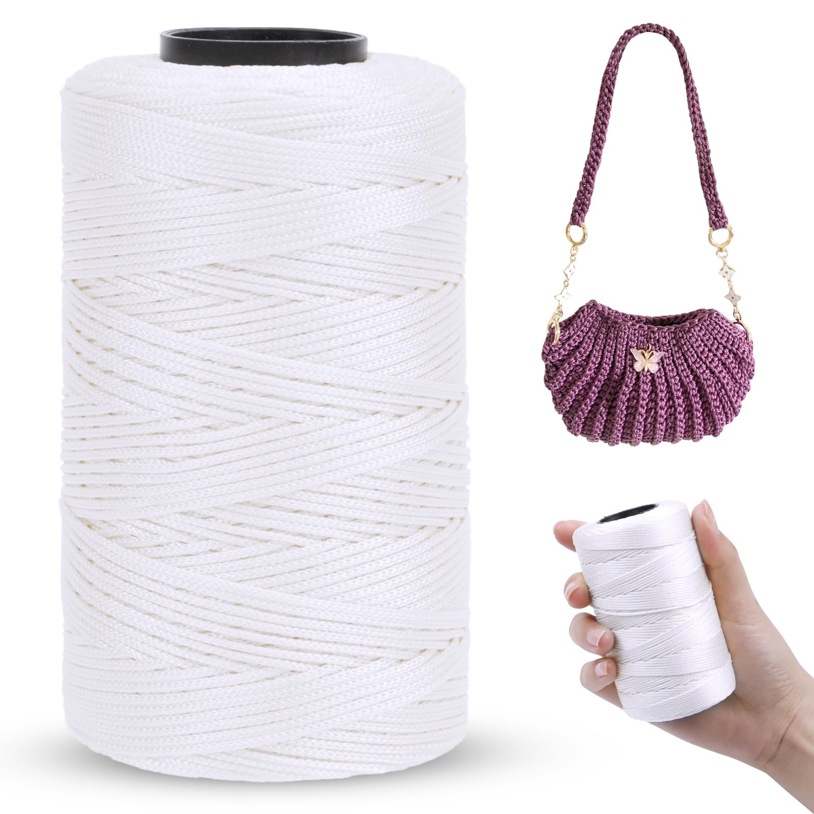 LEREATI Polyester Macrame Cord 1mm x 251yards Polyester Yarn for Crocheting Braided Polypropylene Cord Crochet Bag Cord Macrame Yarn for Crocheting,