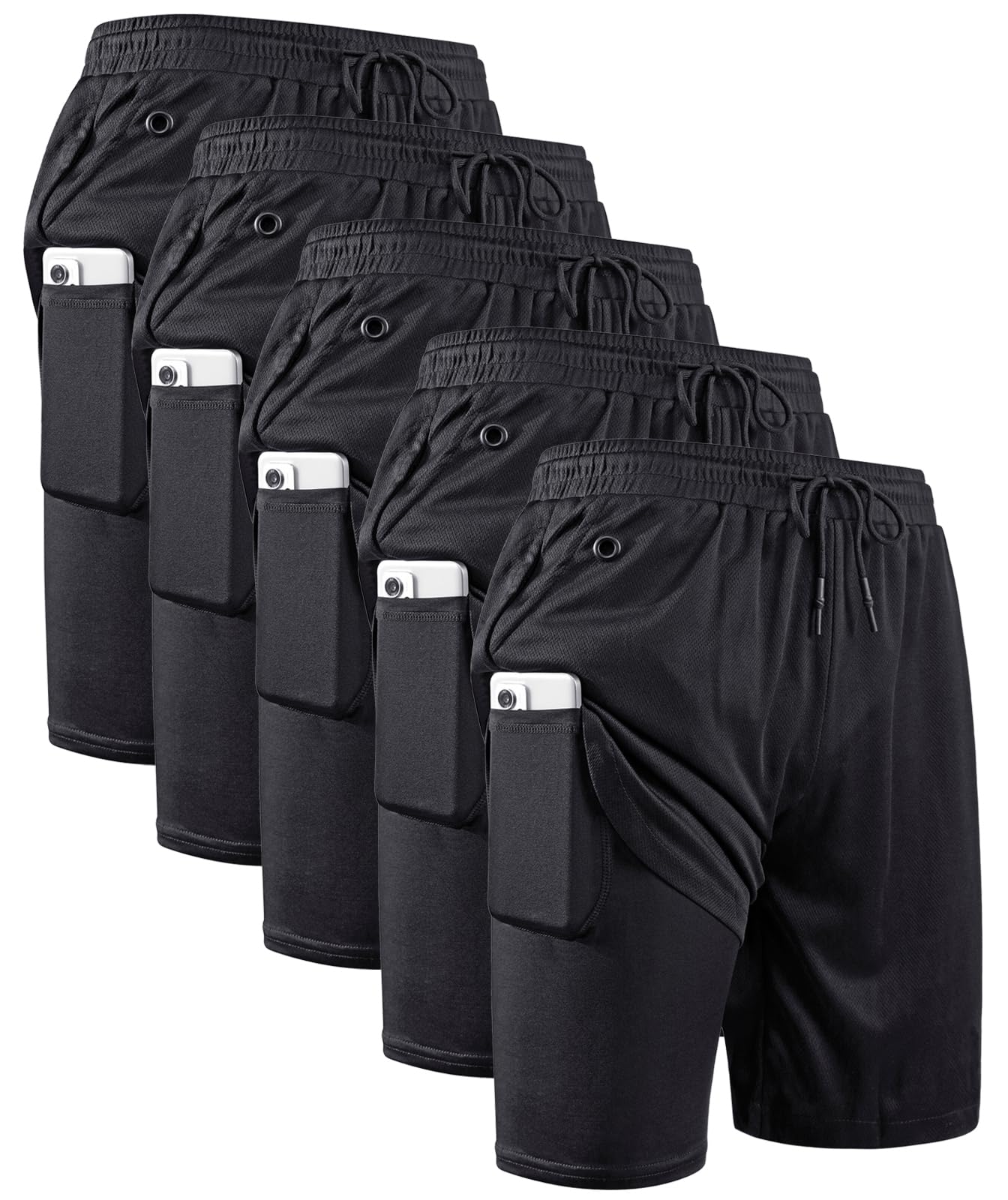 JWJ Mens 2 in 1 Workout Running Shorts 7 Inch Lightweight Athletic Gym Shorts with Compression Liner