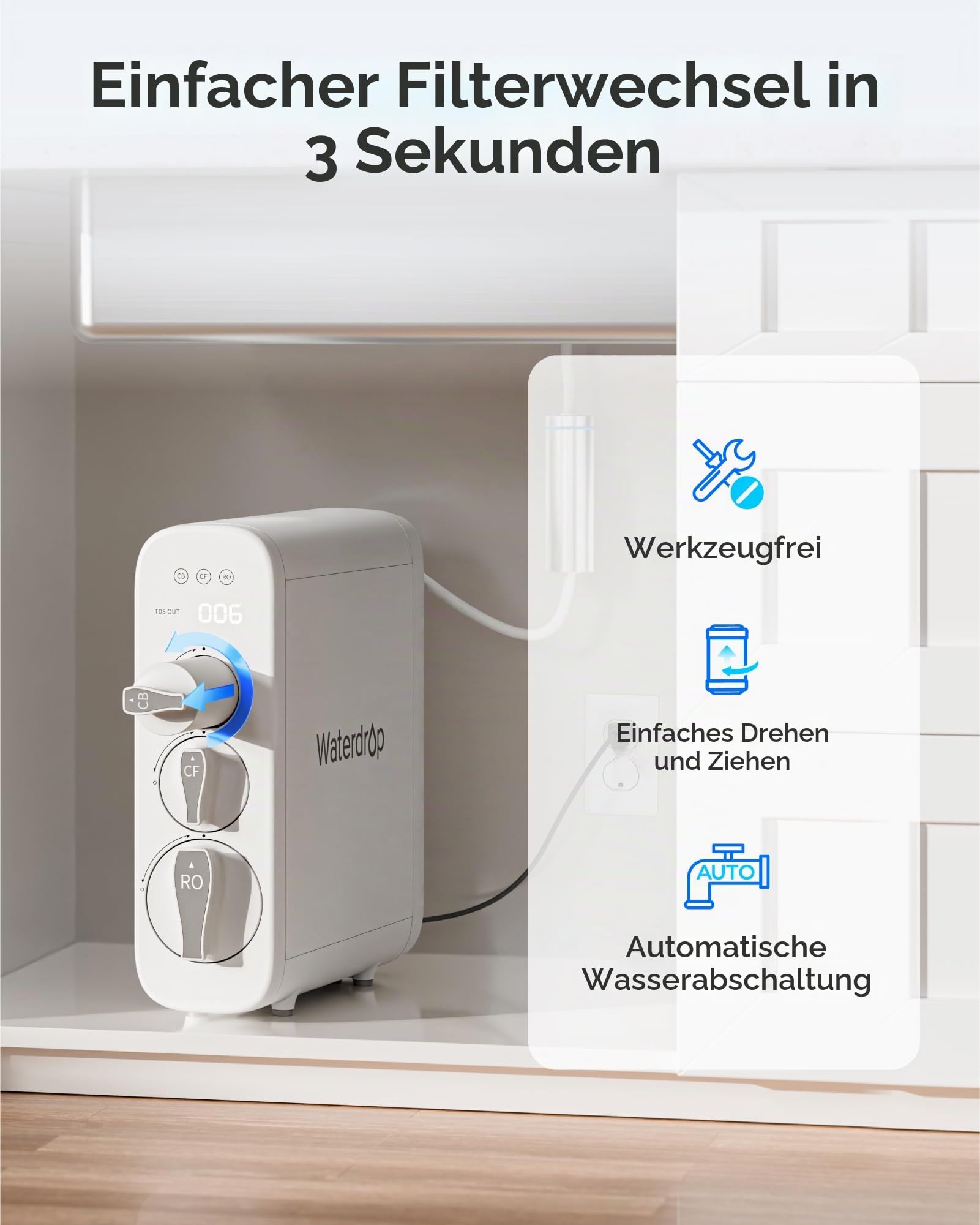 Waterdrop WD-G3-N3CB Filter, 1 Jahr Lebensdauer, Ersatz für WD-G3-W Umkehrosmose-System