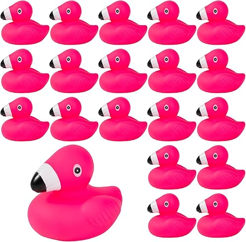 20 patitos de goma de flamenco rosa para niños, juguetes de baño flotantes, flamencos chirriantes, juguetes de baño, mini patos de goma, juguete de