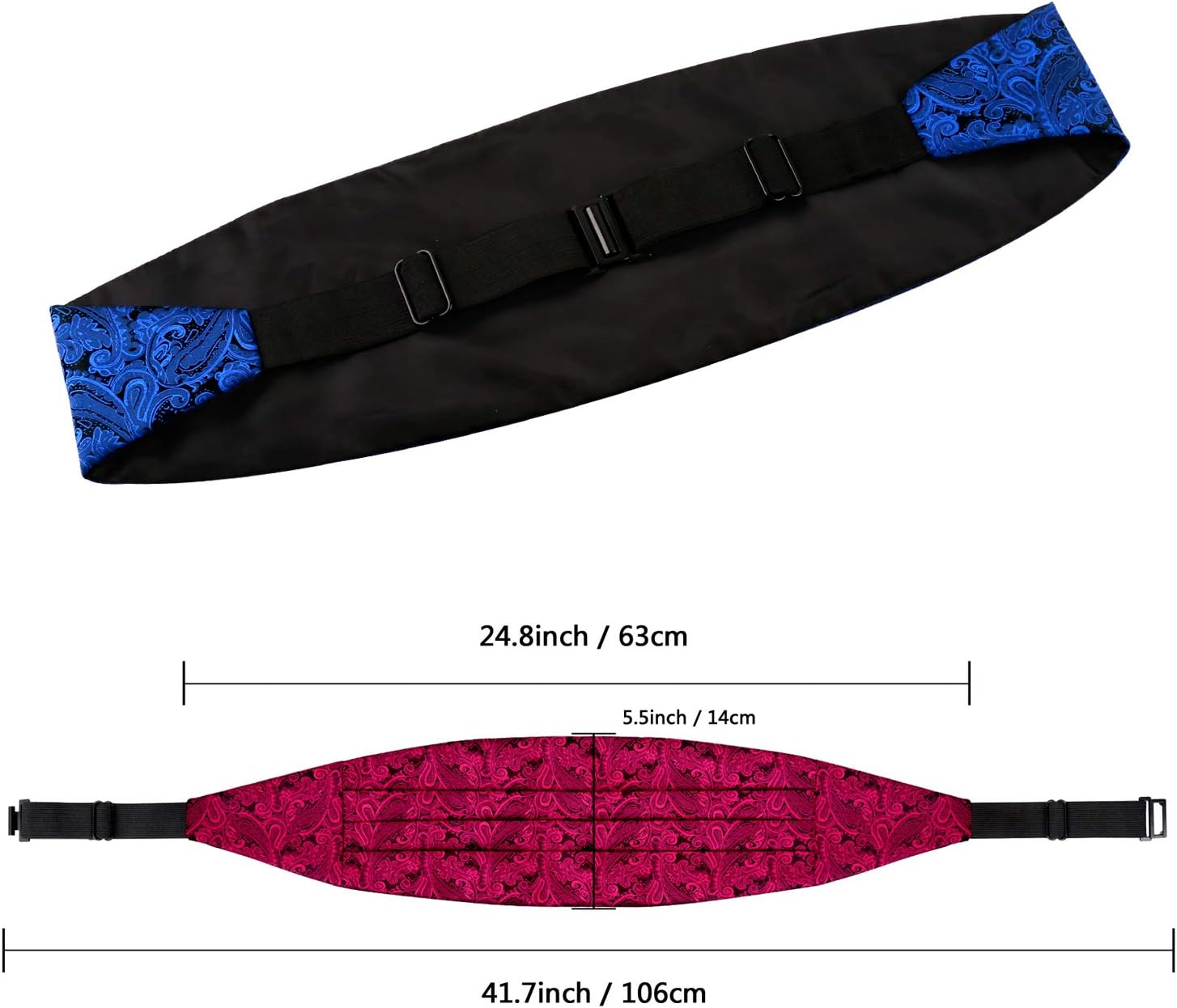 Alizeal Men's Paisley Cummerbund and UNTIED Bow Tie Hanky Set