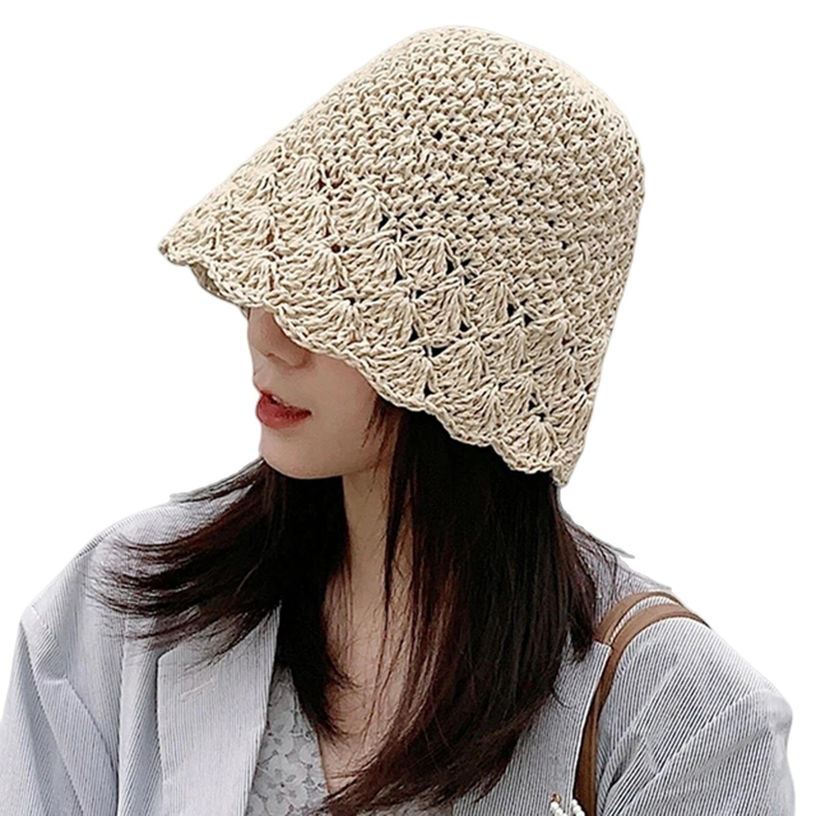 Sombrero de pescador, sombreros de paja de verano para mujer, plegable, sombrilla, sombrero hueco, gorras de playa, gorra elegante