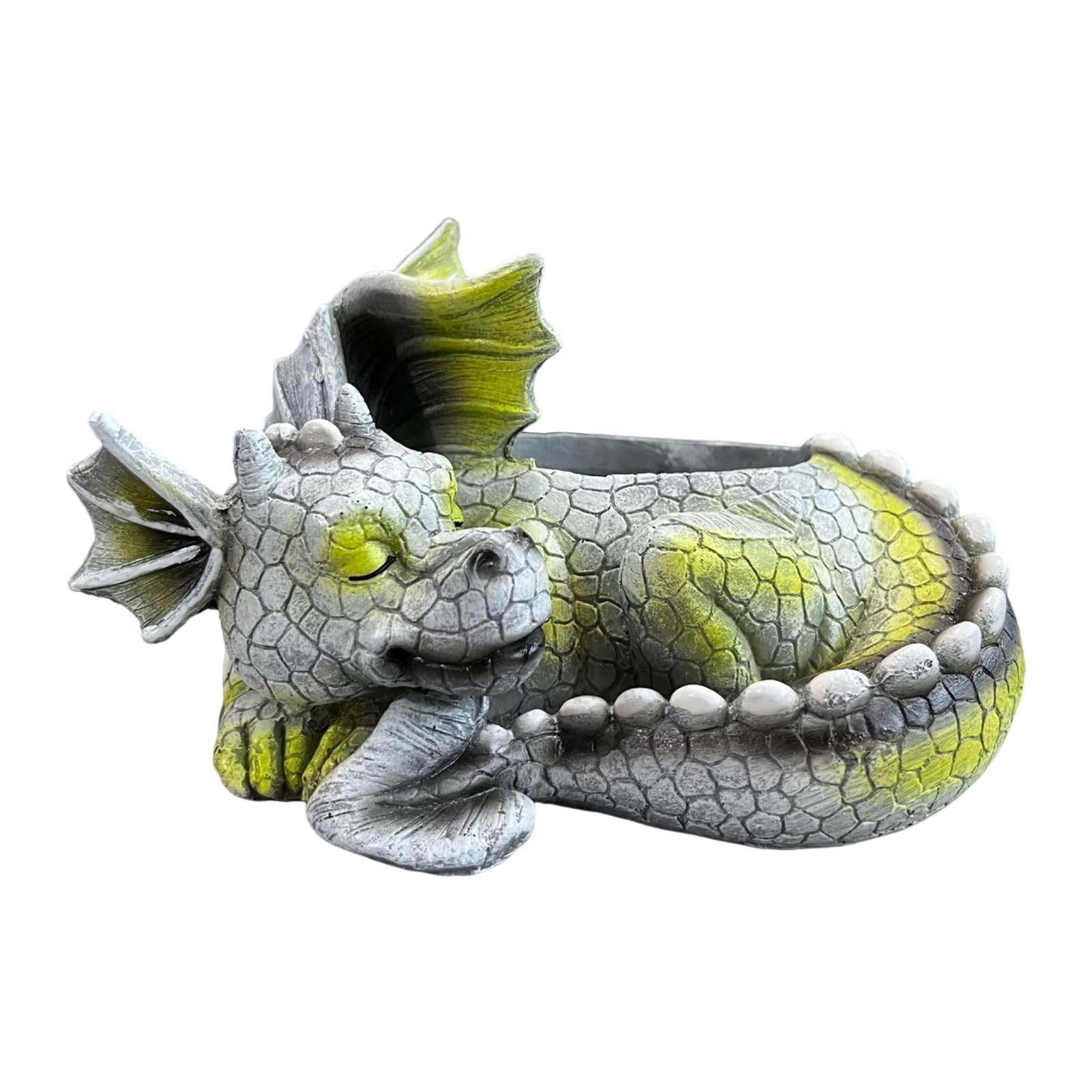 Pot de fleurs dragon endormi déco jardin fantaisie originale