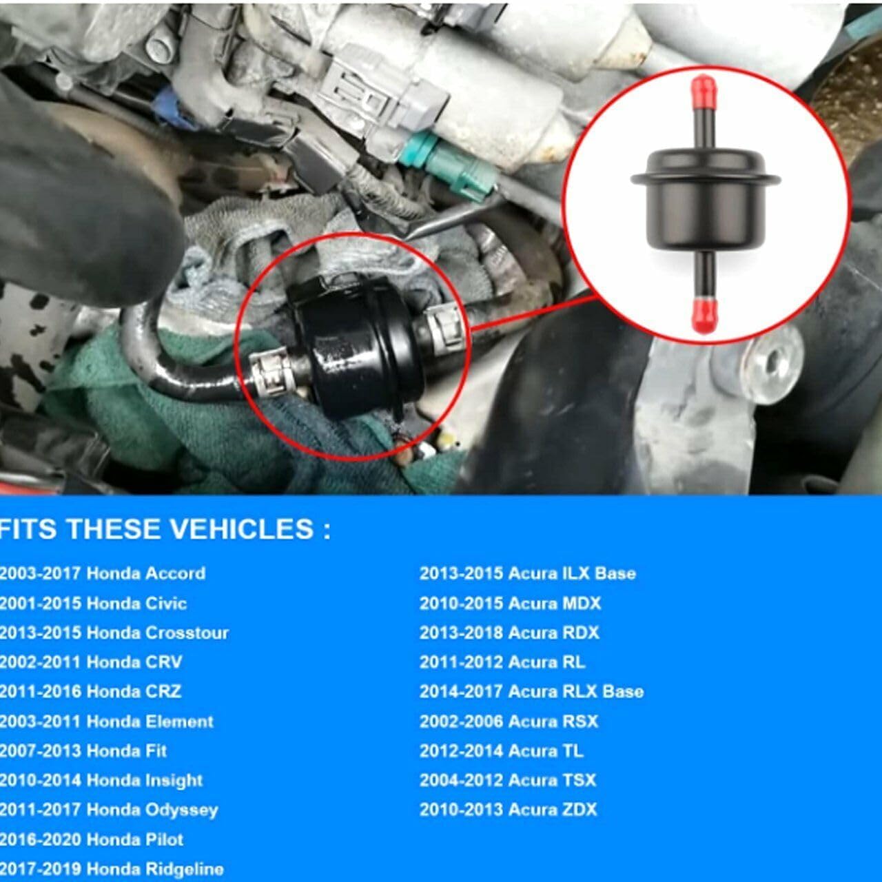 25430-PLR-003 ATF Automatic Transmission Filter Compatible with Honda CVT, Acura - Accord Civic CRV CRZ Element Fit Insight Odyssey, ILX MDX RDX TL TSX (Pack of 6)