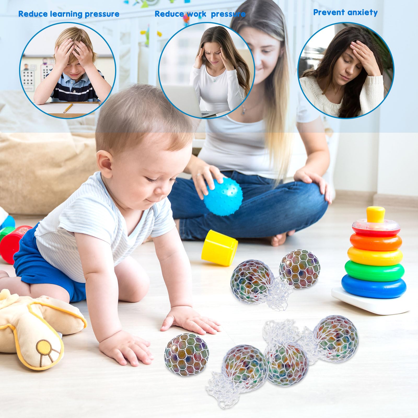 Pick A Toy Set Da 5 Palline Antistress In Gomma Con Puntali, Per Adulti E Bambini, Aiuto Per ADHD, OCD E Autismo - 4