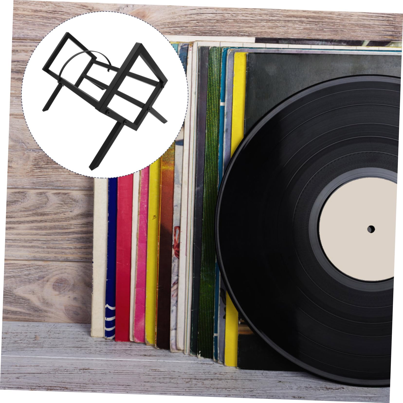 OSALADI Espositore per Dischi in Vinile da Tavolo in Ferro Nero, Supporto Stabile per CD e Album, Design Contemporaneo per Casa, Ufficio e Negozio