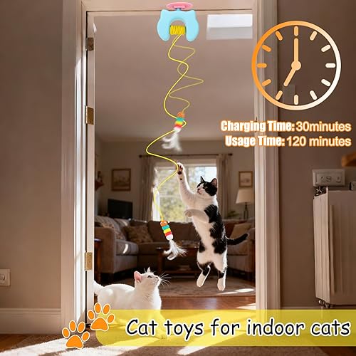 Miniatura 5 de AIERSA Juguetes interactivos colgantes para gatos de interior, juguetes automáticos colgantes para gatos adultos de interior aburridos, oruga y