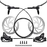 TOBWOLF Upgrade Four-Piston MTB Disc Brake Set, Hydraulic Brakes Kit with 160mm Rotors & Ceramic Brake Pads, Left Front 85cm & Right Rear 145cm Disc Brake Conversion Kit for Mountain Bike E-Bike