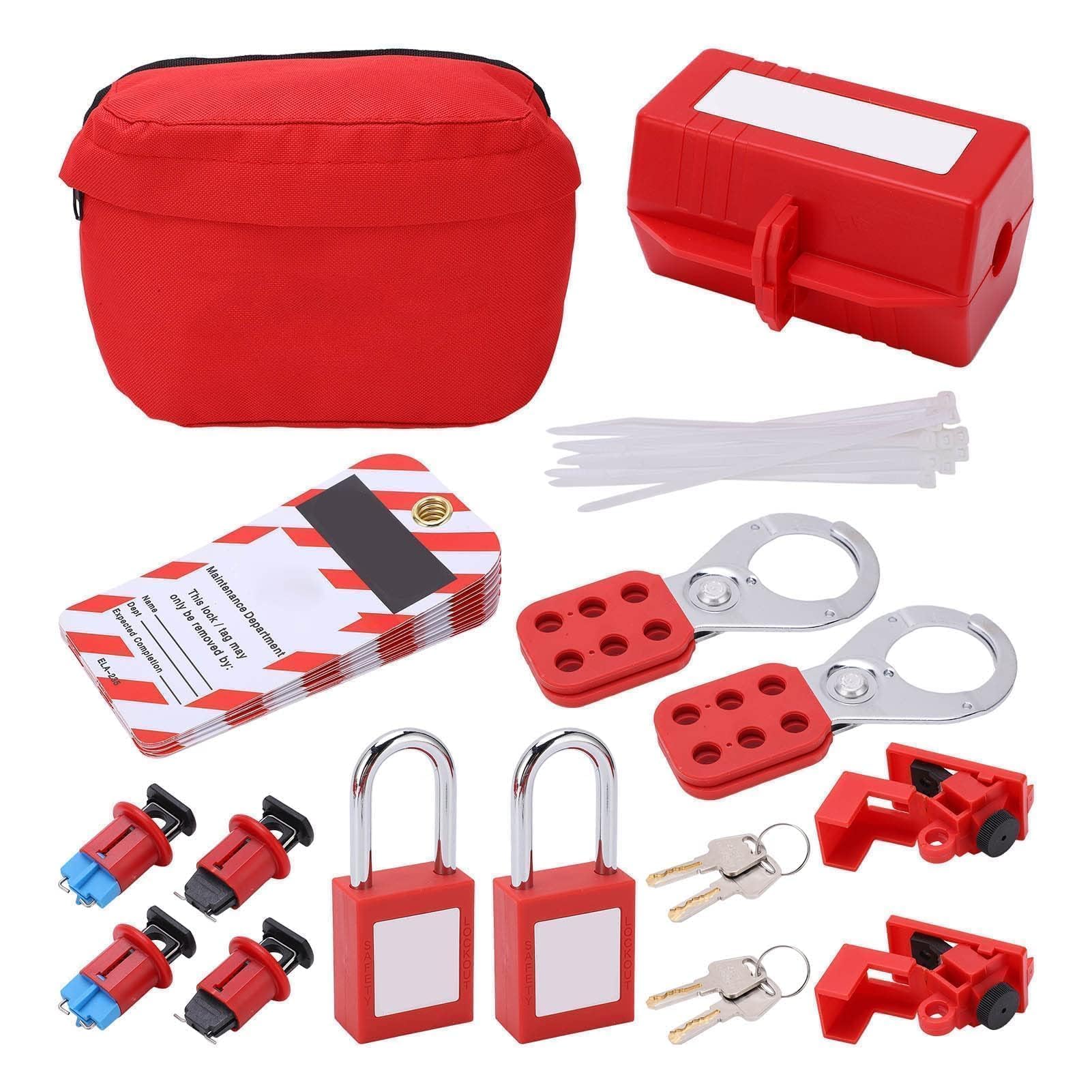 Kit De Dispositivo De Bloqueo De Disyuntor,cerradura de válvula de bloqueo y etiquetado,Candado De Seguridad,Juego De Cerrojos Con Etiquetas Loto Para Bloqueo De Disyuntor Eléctrico Químico Industrial