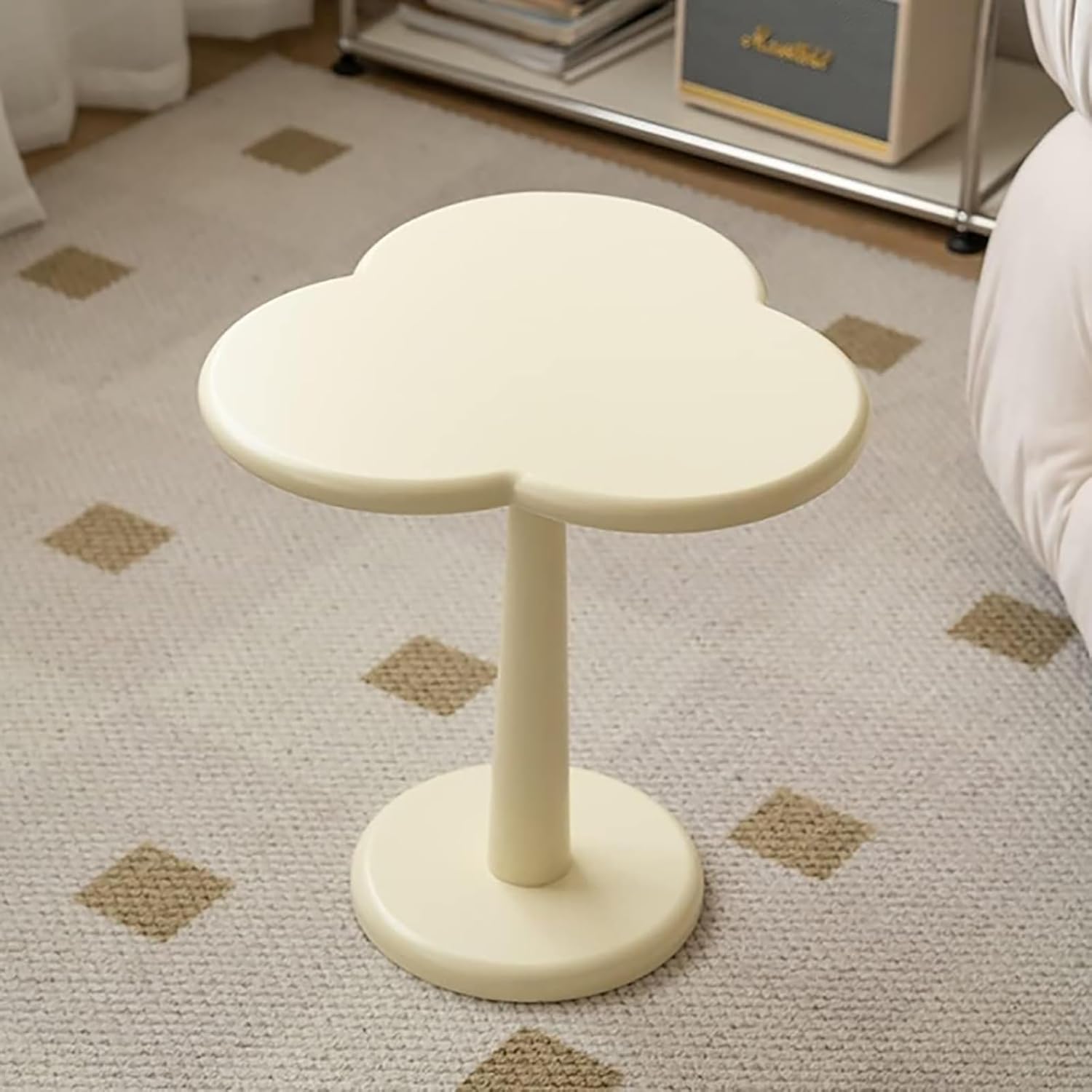 Sofa Side Table, White Cloud Tea Table/Coffee Table，Hotel Balcony Wooden Afternoon Tea Table, Balcony Leisure Table (42x38.5x45.5cm)(B)