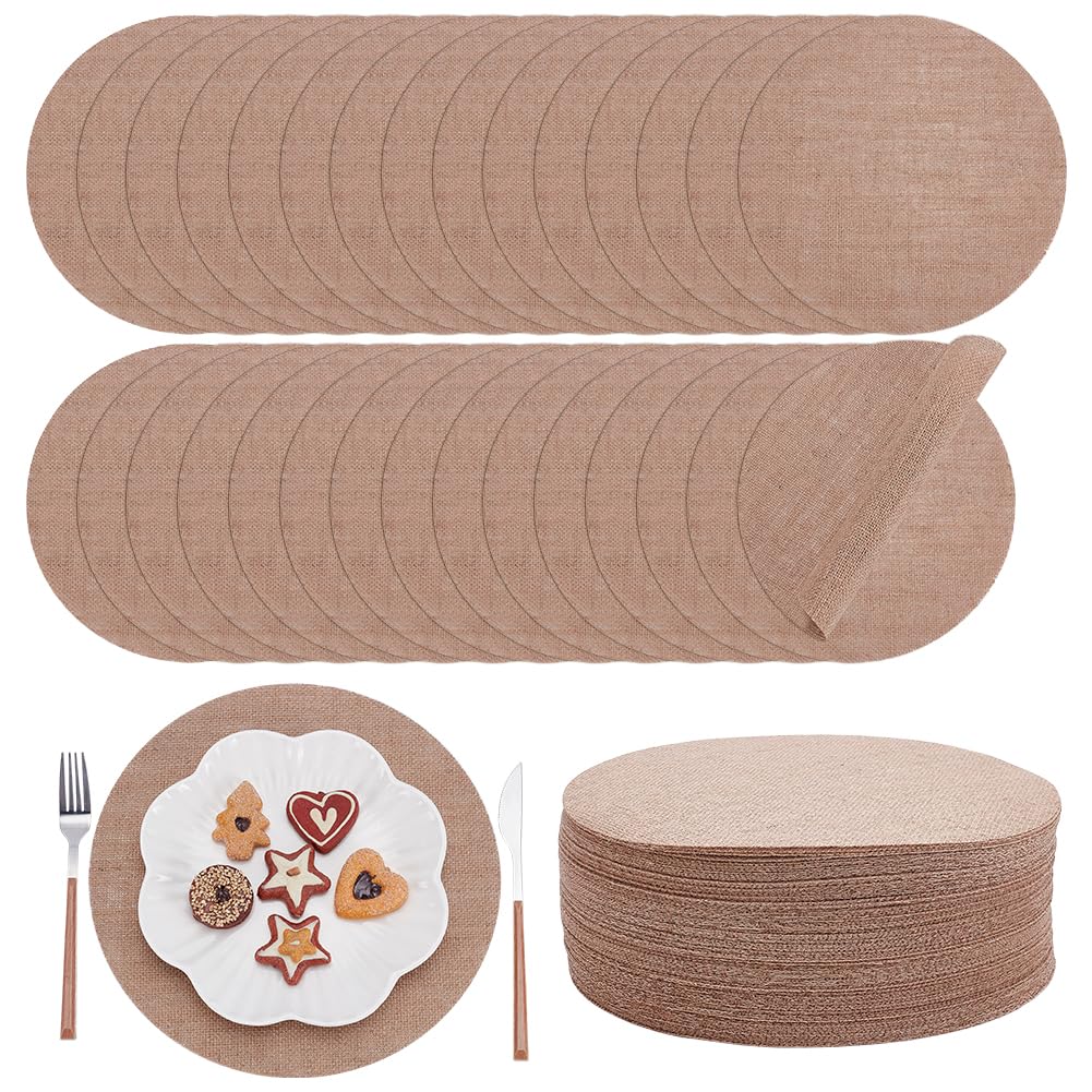 UNICRAFTALE 120 Pcs Napperons en Toile De Jute Ronds Ferme pour Décor Noël | Réutilisables Résistants À La Chaleur Marron Burlywood 120 pièces en gros