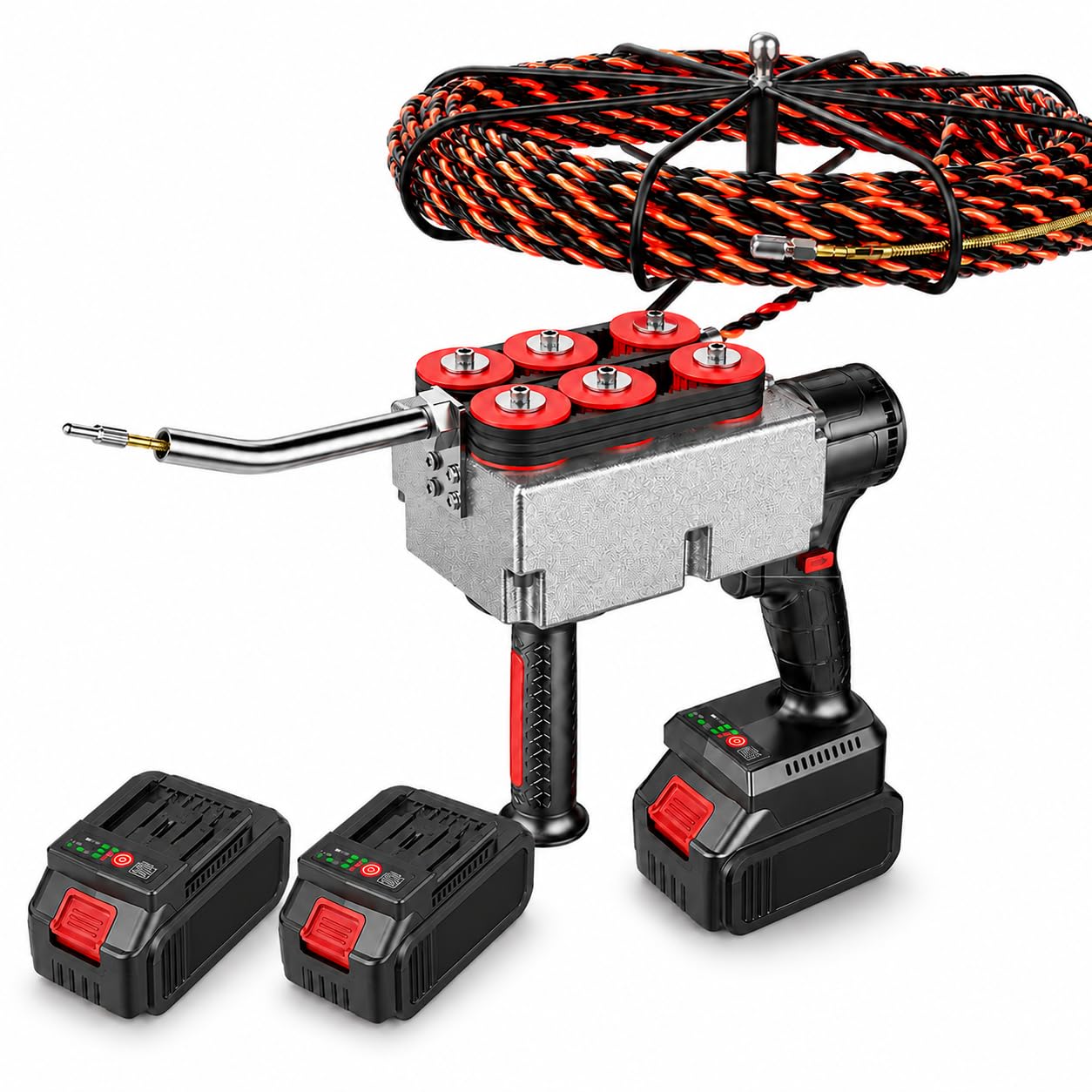 Cordless Automatic Electrician Wire Threading Machine - Brushless Motor Electric Wire Puller Through Wall With Stepless Speed, Wall Wiring Tool For Hydropower Wiring & Construction Work dualbattery