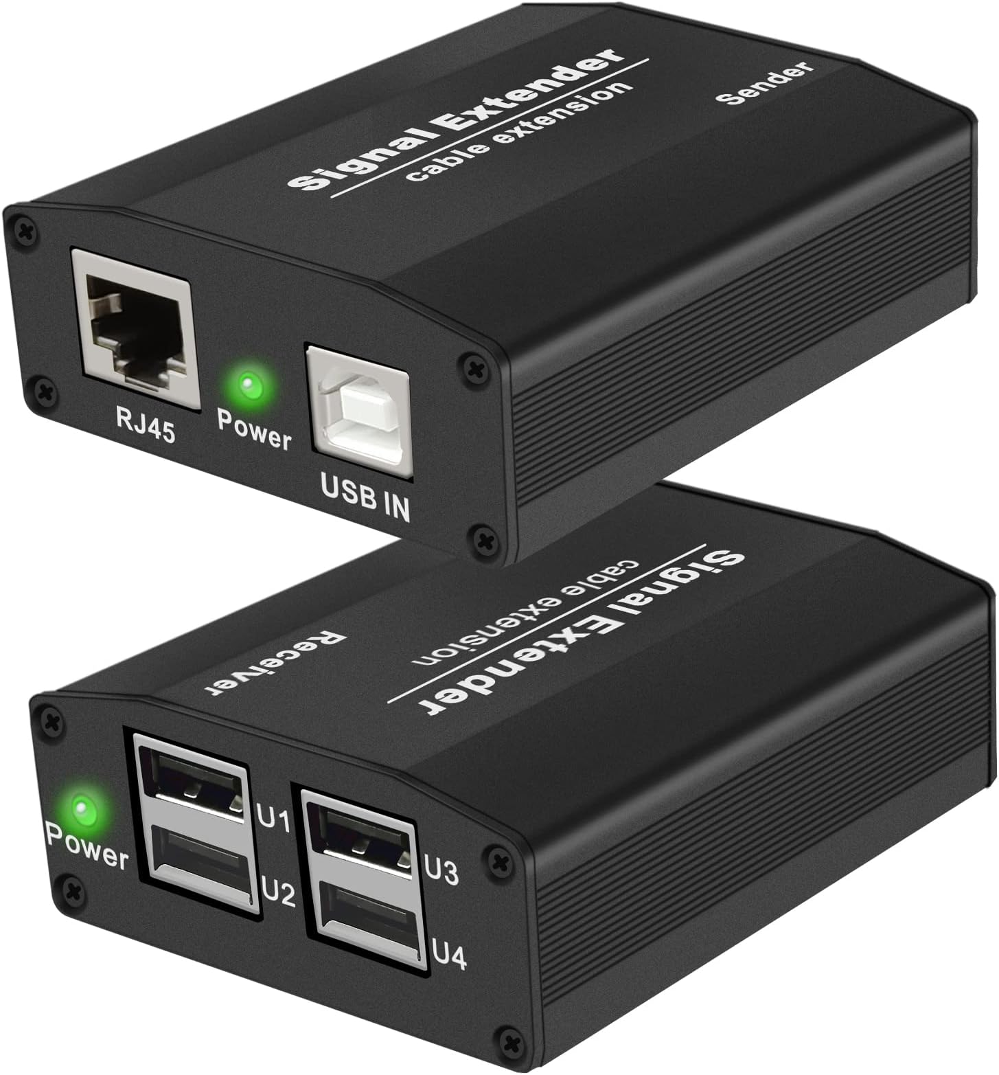 USB Extender Over Cat5/Cat6a, Up to 164FT(50m), 4 Powered USB Hub Over Ethernet, Plug and Play, No Driver, Works with Keyboards, Mouse, Webcams, Printers