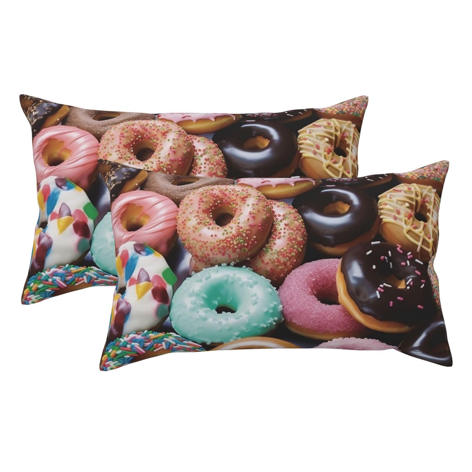 2 Pack King Size Pillow Cases for Hair and Skin Soft Breathable Pillow Case Covers with Hidden Zipper Donuts Pillowcase 20x36 Inches Pillow Covers for Sleeping Gift