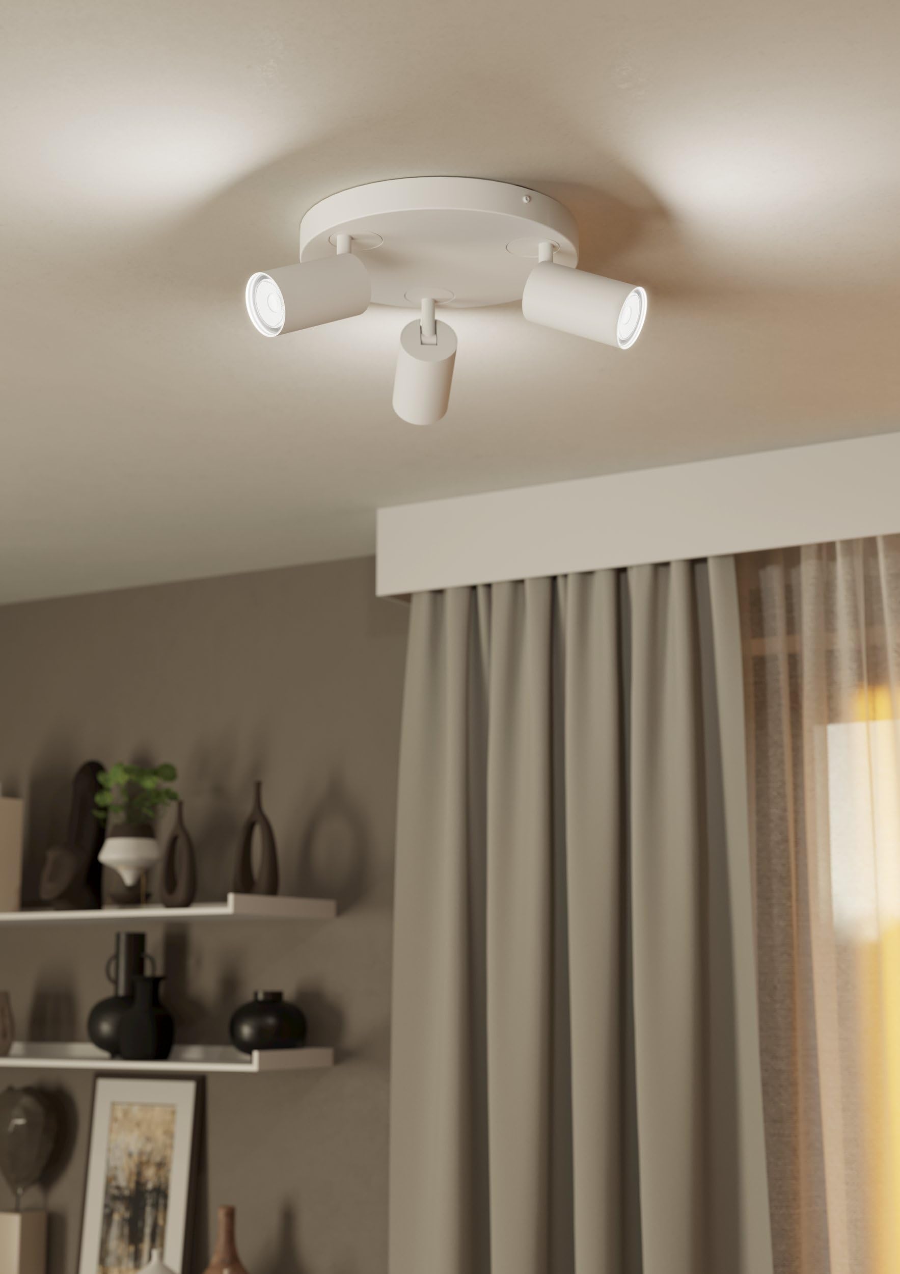 EGLO connect.z Smart-Home LED Deckenlampe Telimbela-Z | Deckenstrahler mit 3 Spots, ZigBee, App und Sprachsteuerung Alexa, warmweiß-kaltweiß, RGB, dimmbar, Deckenleuchte weiß
