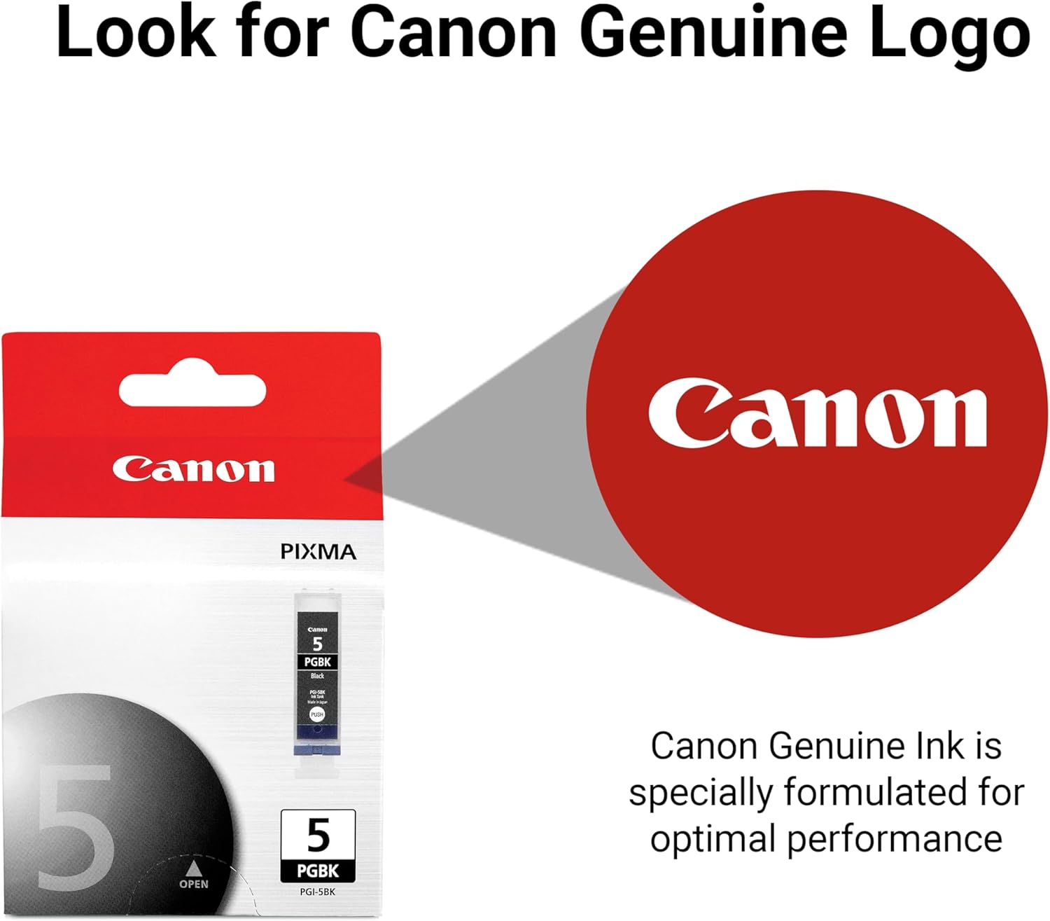 Canon PGI-5 Genuine Black Ink Tank, Compatible with iP3500, iP3300, MP970, MP960, MP950, MP800R, MP830, MP810, MP800, MP500, MX850, MX700, MP610, MP600, MP530, MP520, and MP510 Printers