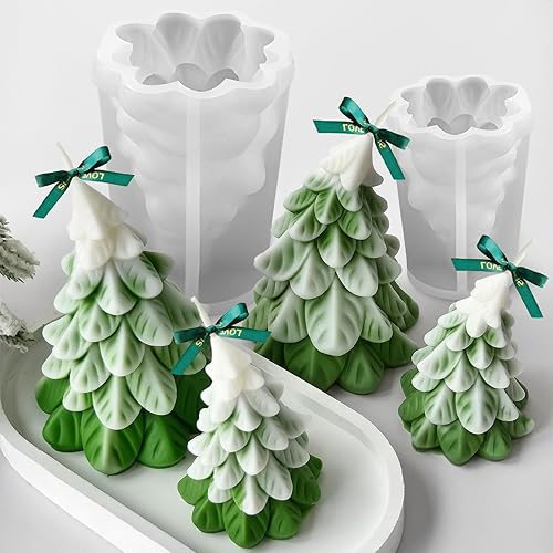 Miniatura 13 de Molde de Árbol de Navidad para Velas, Molde de Árbol de Pino 3D de Silicona para Hacer Velas Aromaterapia Cera Resina Epoxy para Jabón Fiesta de 02