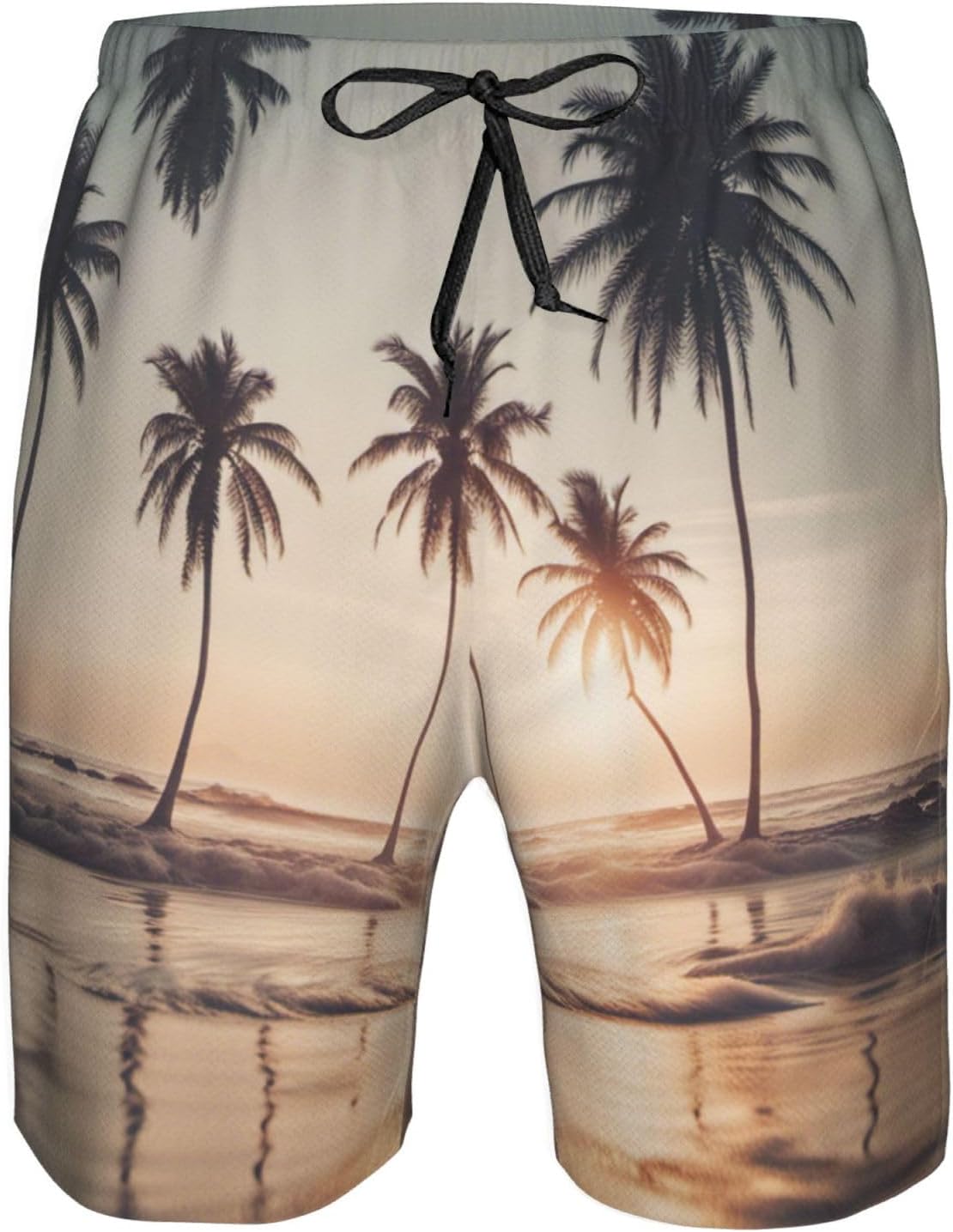 Cartoon Pigeon Print Men's Quick-Drying Shorts Casual Beach Pants Stretch Waist Shorts and Pockets