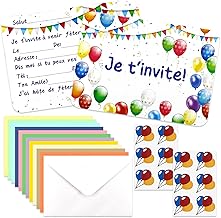 12-Piece Girl's Birthday Invitation Card with Envelopes and Balloon Stickers, Colourful Children's Birthday Invitation