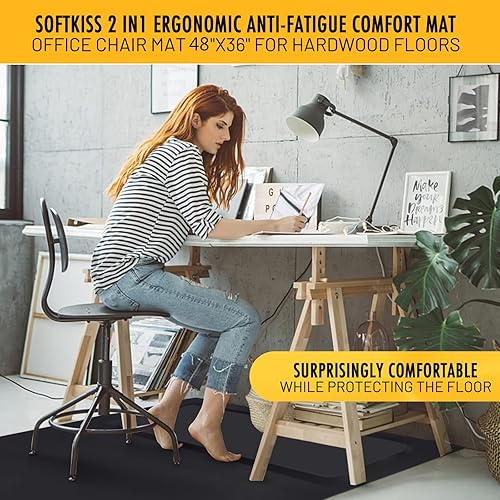 Miniatura 3 de Tapetes resistentes para sillas para suelos de madera dura, 36 x 48 pulgadas, antideslizante, protector de oficina y computadora debajo del