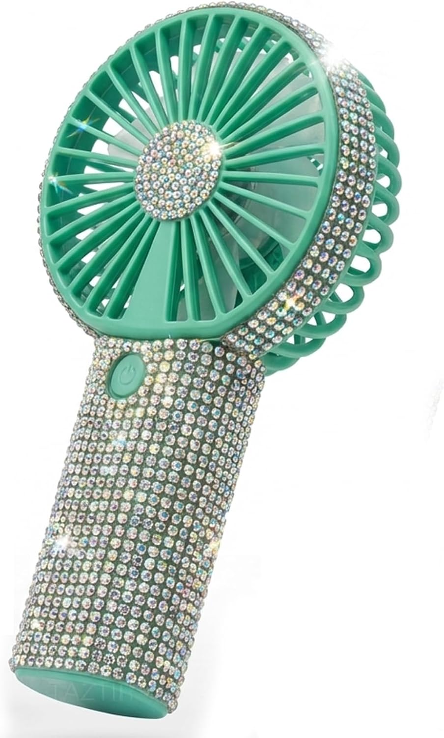 Bling Handheld Fan Portable Rechargeable, Rhinestone Mini Fan with USB-C Charging, Up to 18H Battery Life, 3-Speed Personal Hand Face Fan for Beach,Travel,Dorm Room Essentials (White)