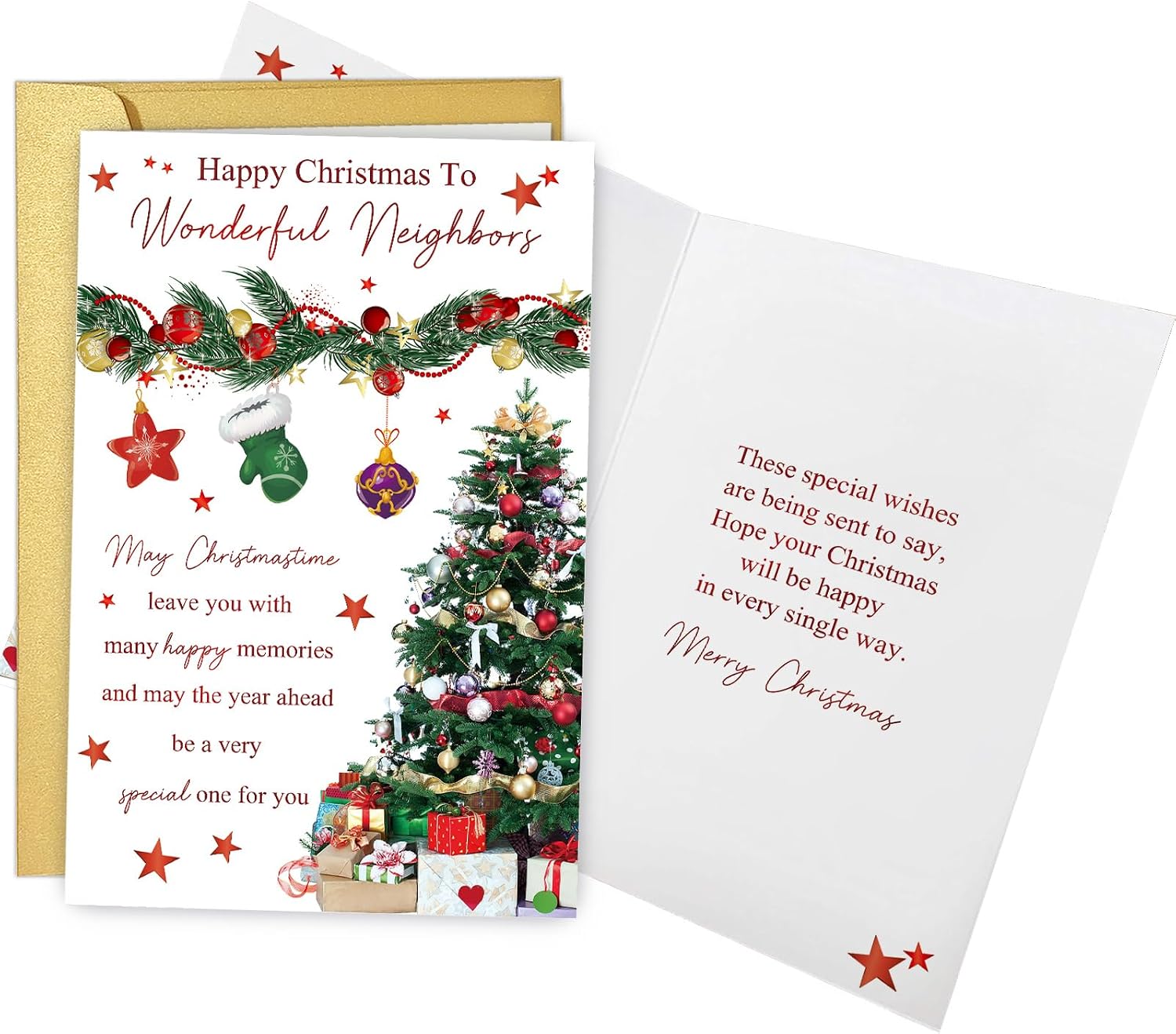 Spercy Heartfelt Neighbor Christmas Card for Him Her, Merry Xmas Card for Neighbor, Happy Christmas to Wonderful Neighbors
