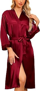 Peignoir Satin Femme Robes Longues pour Femmes Robes de Mariée Vêtements de Nuit Doux pour le Mariage,Col en V,S-XXL