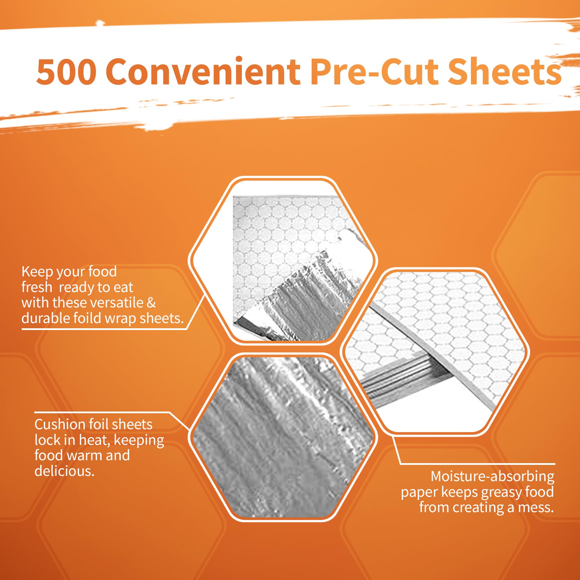 Paquete de 500 hojas de papel de aluminio para sándwich, 10 3/4 x 14 pulgadas, resistentes a la grasa, precortadas, para restaurantes, delicatessen, catering, camiones de comida