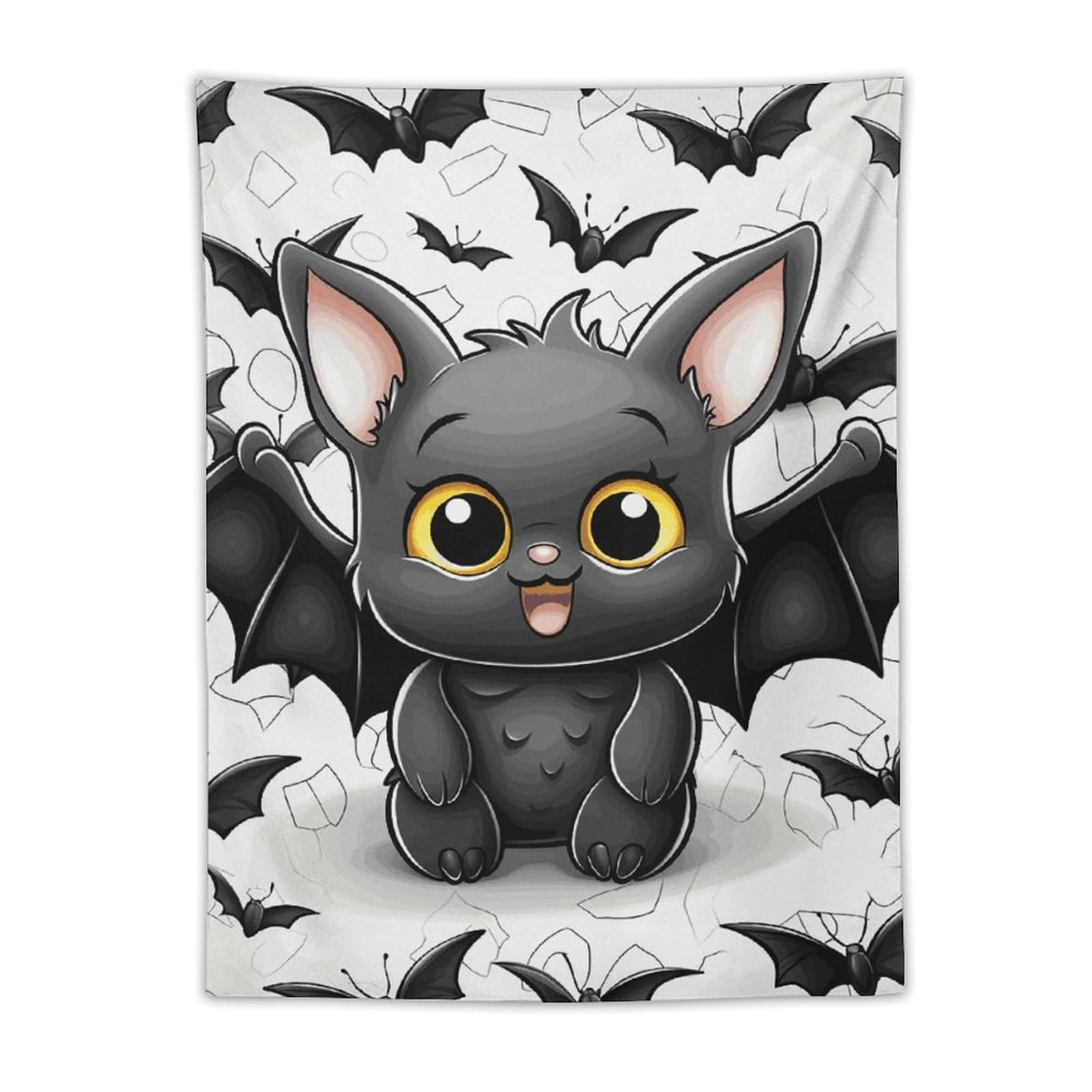 Nwghm White Tapestry Wall Hanging Cute Bat Tapestries For Bedroom Aesthetic Vintage Tapestries For Living Room Decorative Flag For Backdrop Room Decor 30X40 Inches