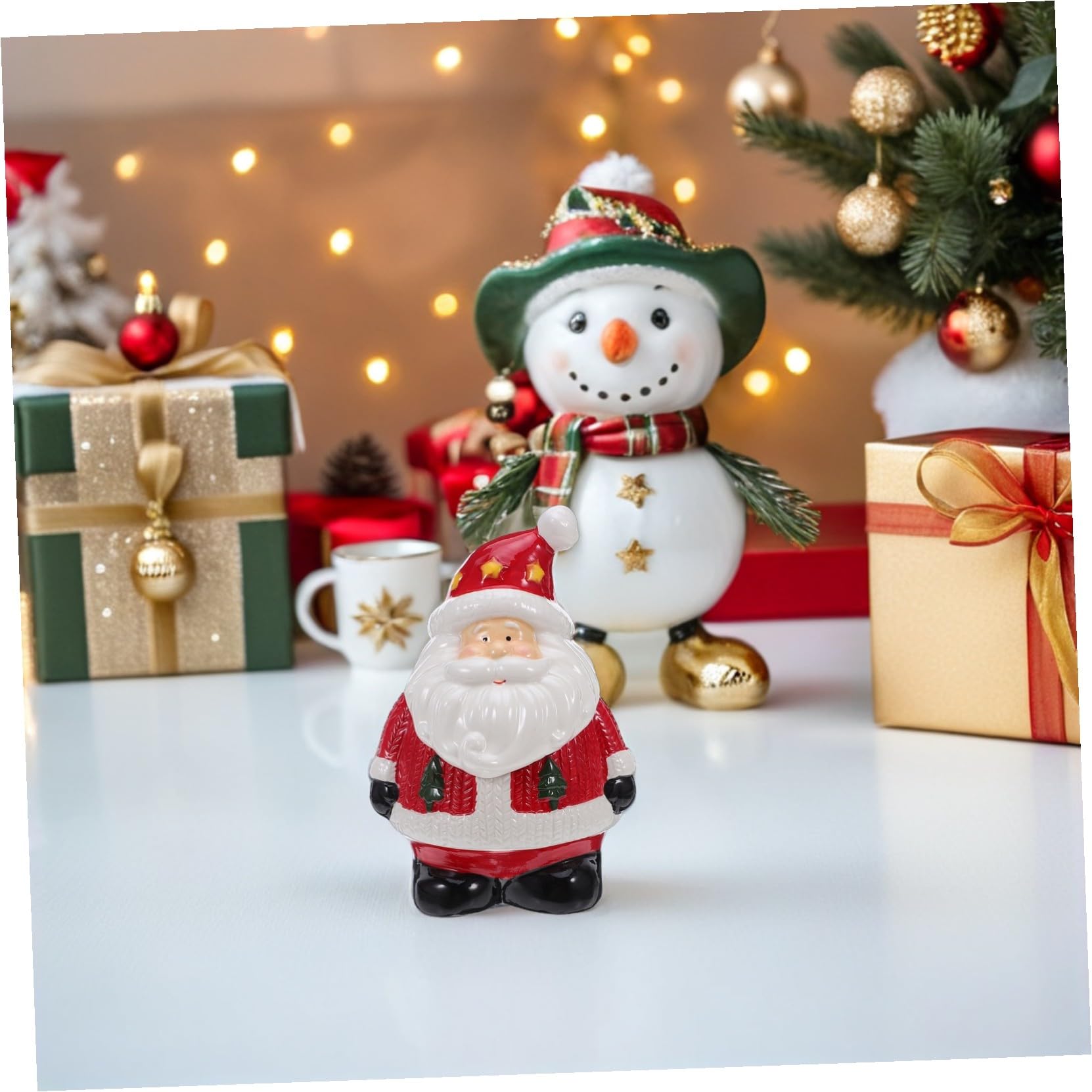 Zerodeko Keramik-keksdose Weihnachtsmann-förmig mit Deckel Luftdichte Vorratsdose für Snacks und Gebäck Dekorative Weihnachtsschüssel für Festliche Tischdekoration