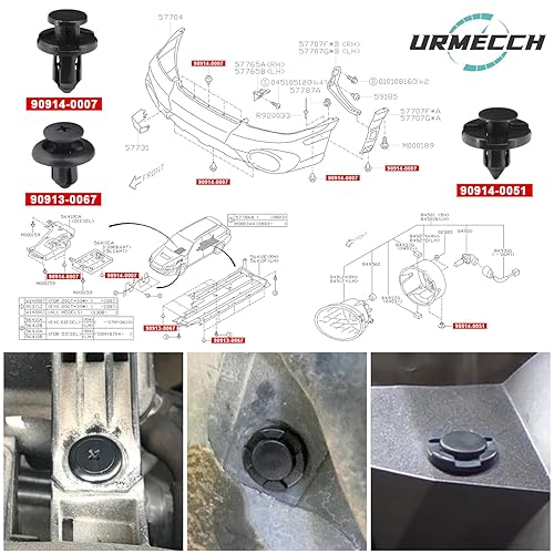 Miniatura 4 de 100 piezas de sujetadores de nailon para Subaru Clips de parachoques Remache Fender Liner Reteners Reemplazar #90914-0007, 90913-0067, 90914-0051