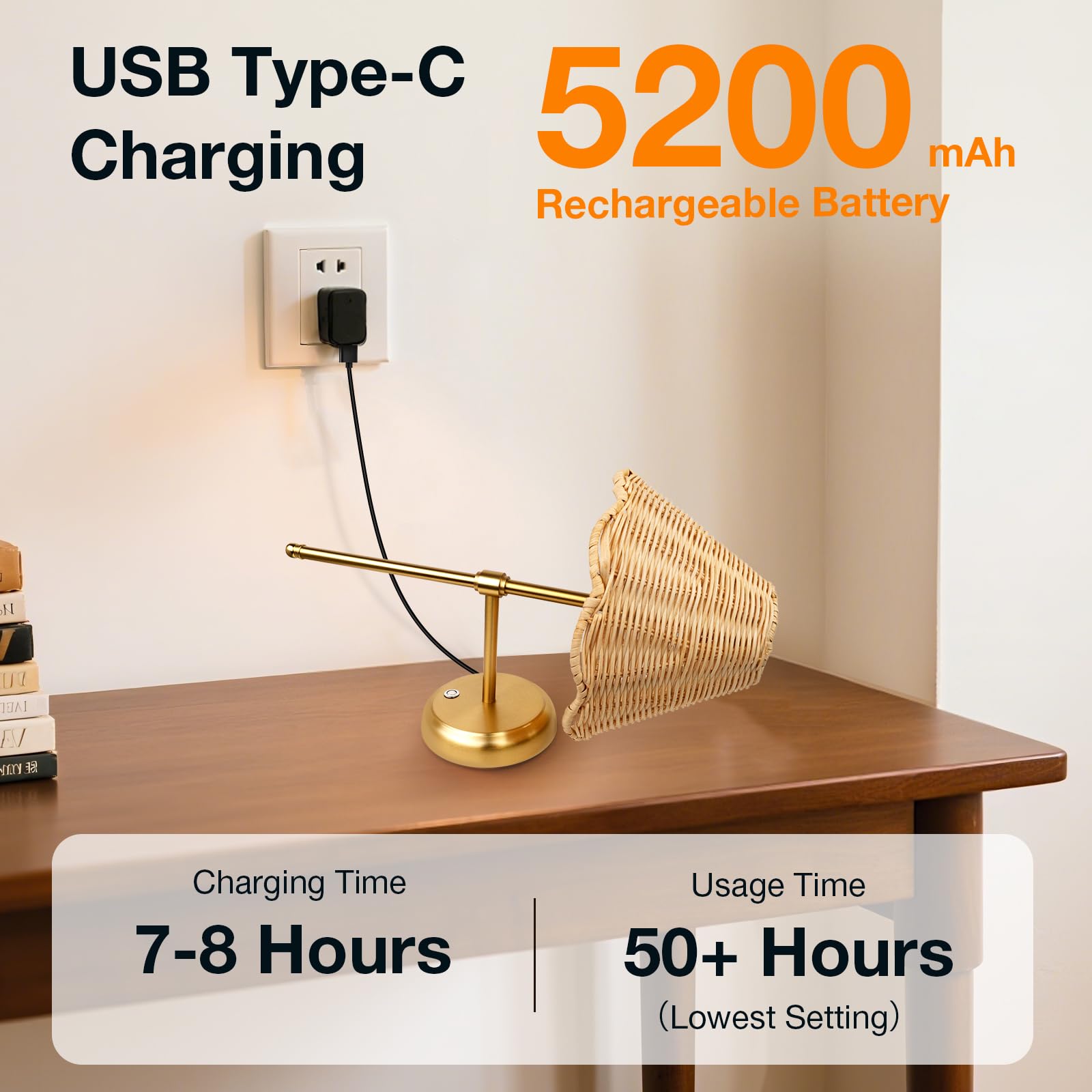 Juego de 2 apliques de pared de ratán bohemio que funcionan con pilas, lámpara de pared magnética de atenuación continua, batería recargable de 5200 mAh y LED integrado, para sala de estar