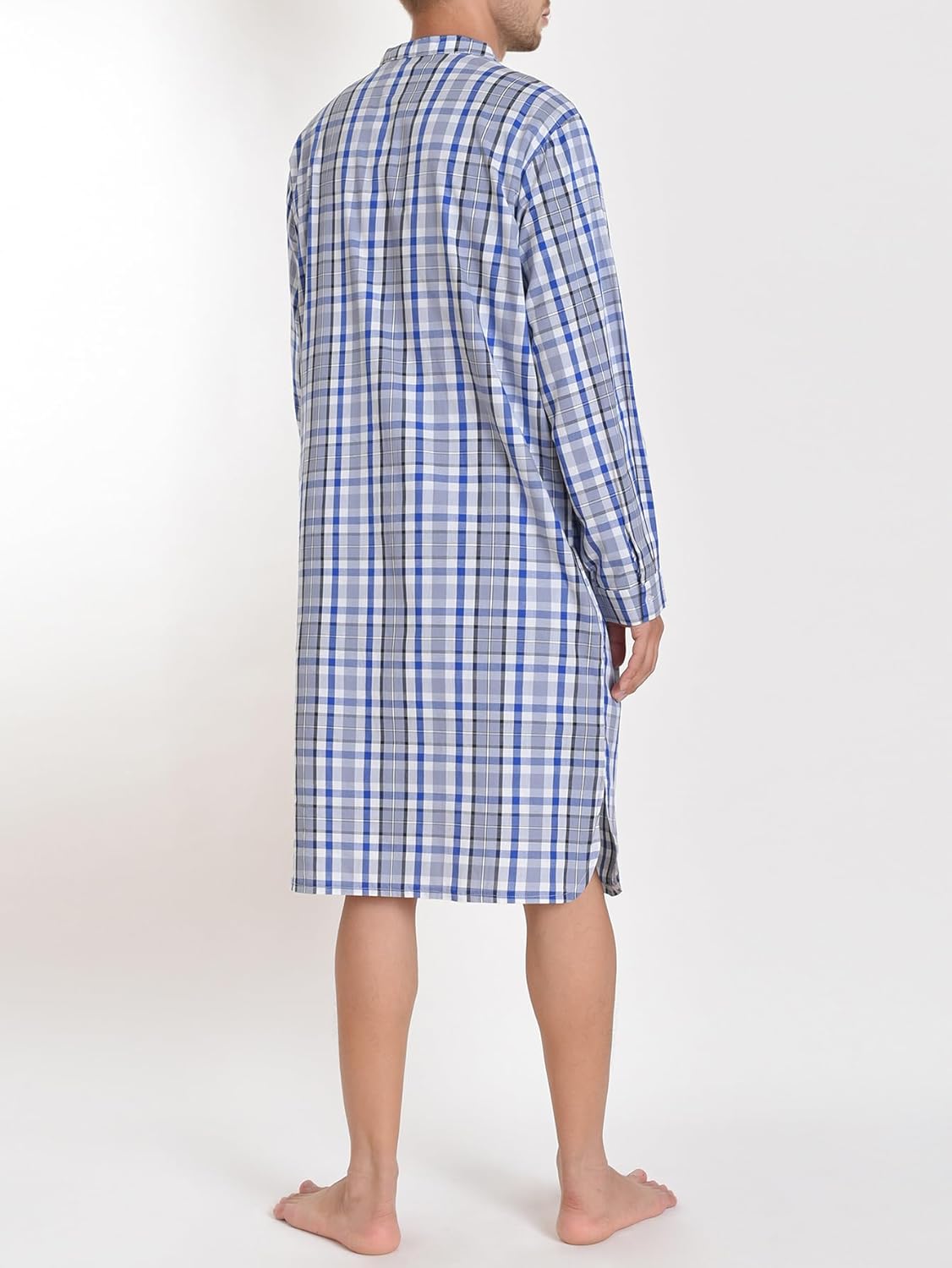 Latuza Men's Lightweight Cotton Nightshirt Long Sleeve Nightgown - Image 3