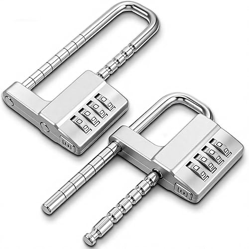 Candado de armario de combinación de 4 dígitos con código en forma de U, candado ajustable de acero inoxidable con código, bloqueo de grillete largo