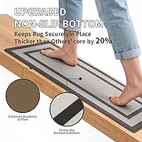 Vista 5 de Tapete de cocina de PVC de alta calidad con diseño geométrico, resistente antifatiga y antideslizante, para fregaderos y estufas, negro y gris
