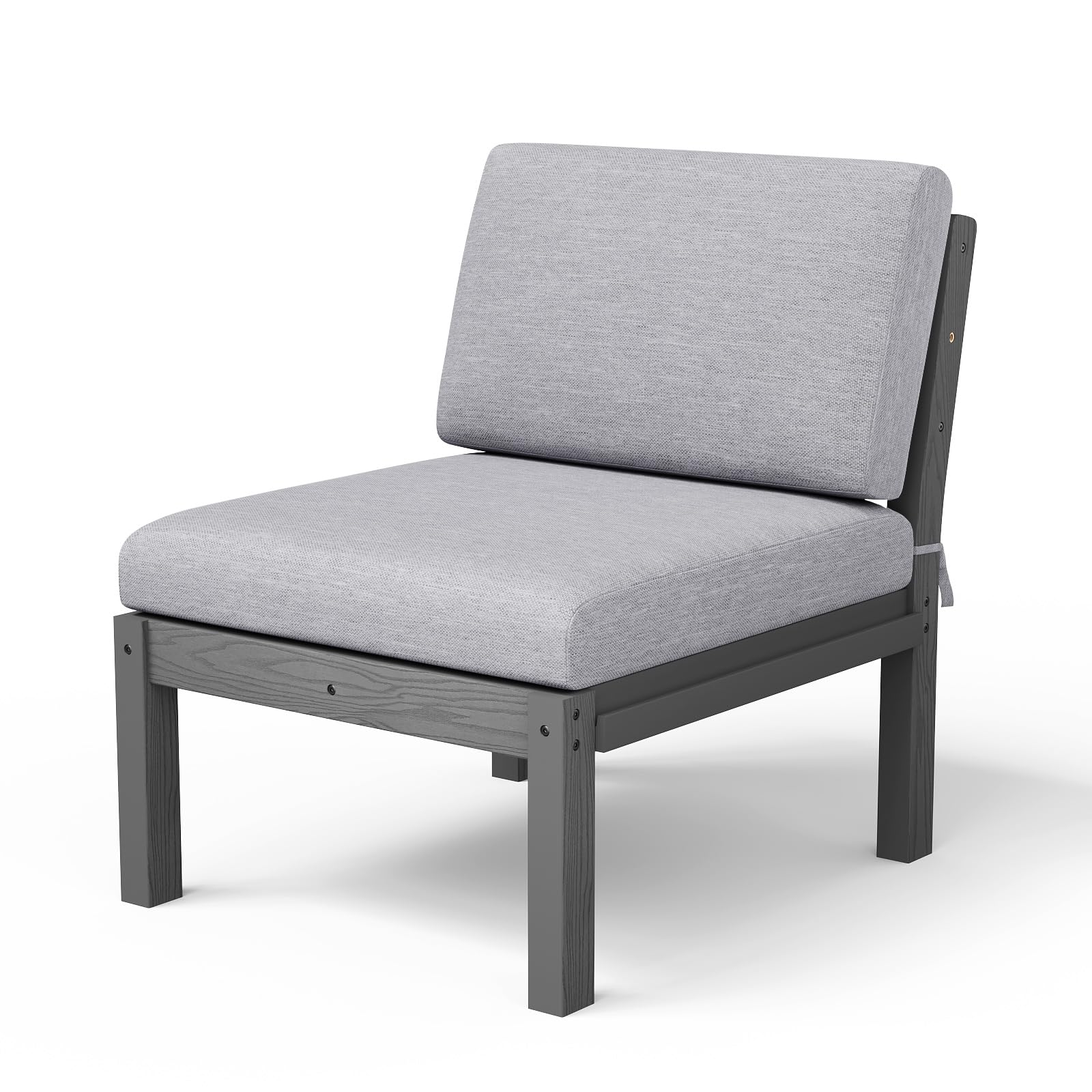 Stoog Modular Armless Chair - Interlocking HIPS Frame Waterproof Seat for Building Sectional Sofas, Grey
