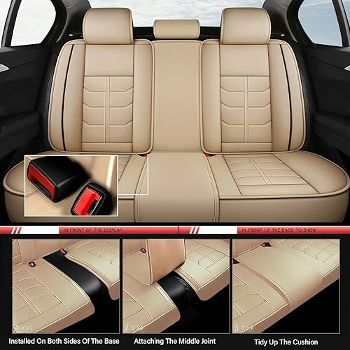 Miniatura 4 de Funda de asiento de automóvil para Nissan Sentra 2007-2023, funda de asiento delantero y trasero de 5 plazas, fundas de asiento de cuero
