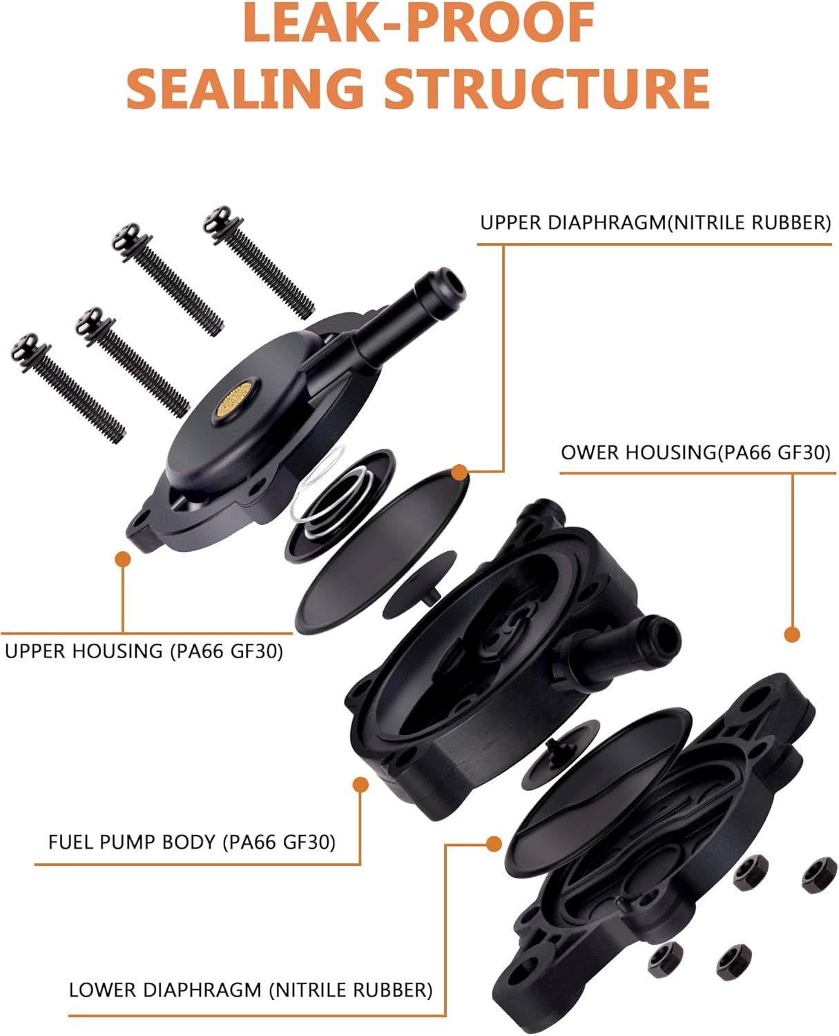 Fuel Pump with Filter and Oil Hose, Vacuum Fuel Pump for Kohler 17HP-25 HP Briggs and Stratton 808492 808656 Mikuni, Compatible with John Deere Kawasaki Yamaha Golf Cart Lawn Mower - Image 5