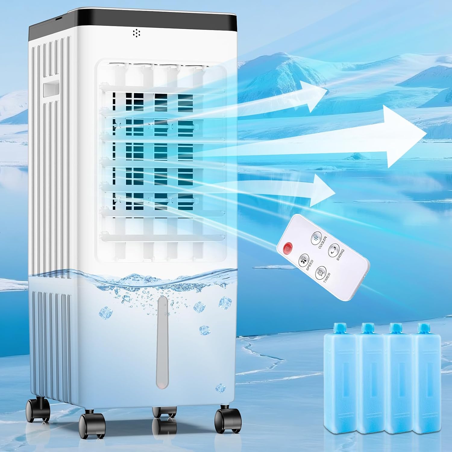 Zaribu Portable Air Conditioner with remote and ice packs
