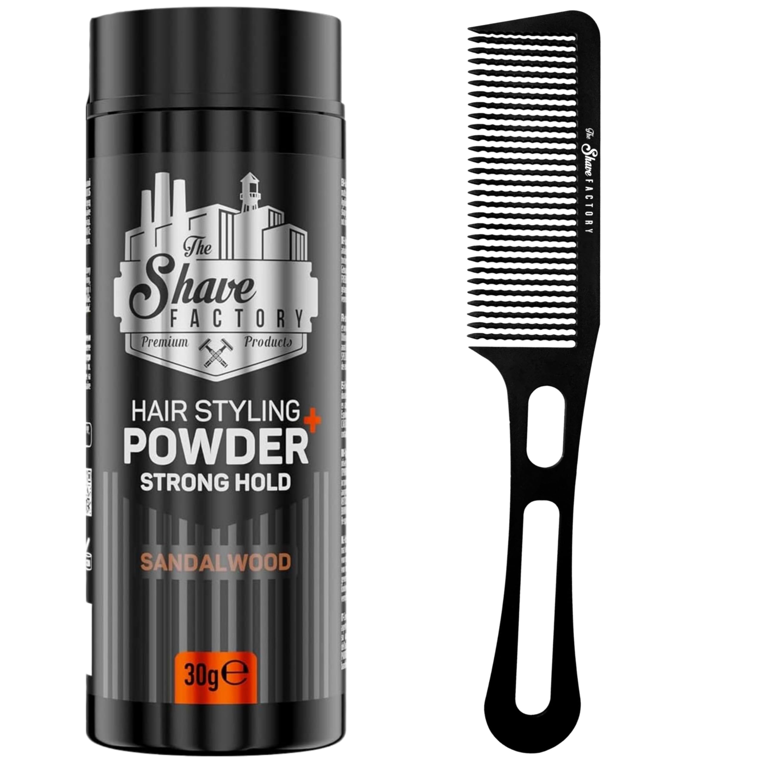 the shave factory Hair Styling Powder - Mattifying and Volumizing Powder with comb types suitable for all areas